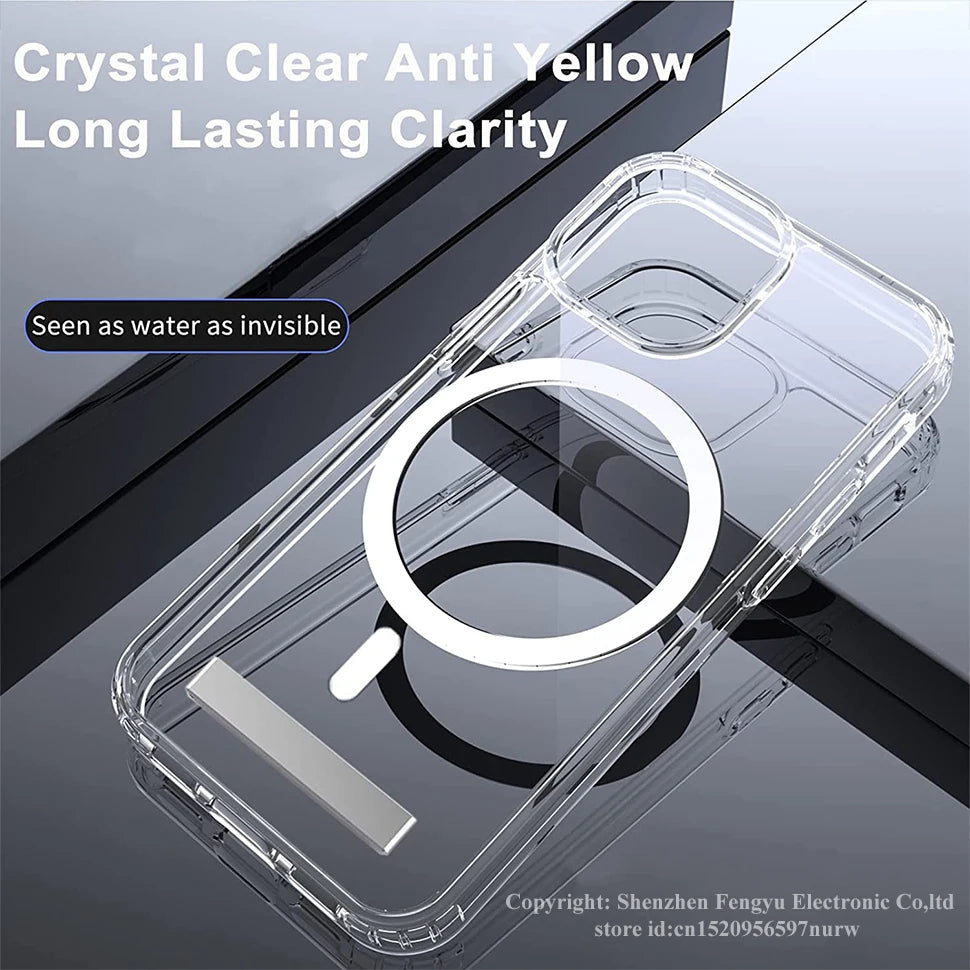 Clear Magnetic Phone Case with Kickstand for iPhone