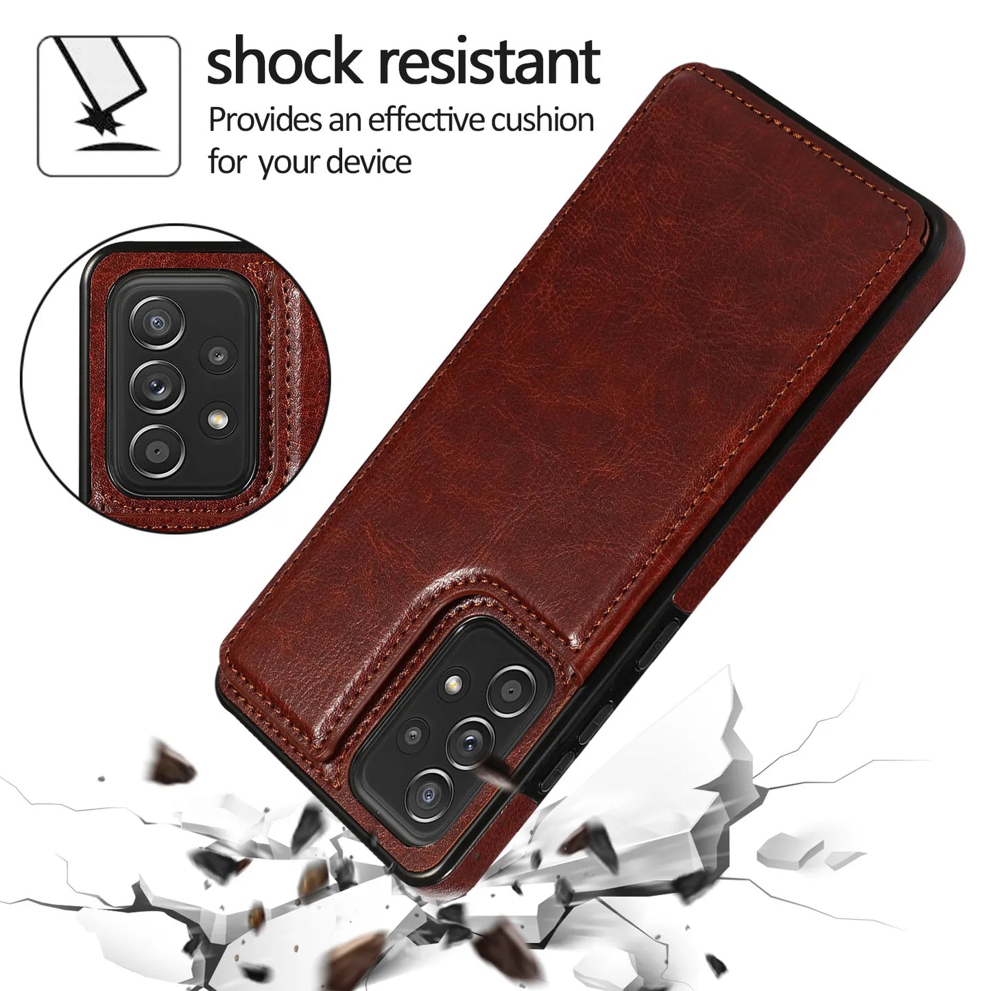 Flip Leather Wallet Case with Card Holder for Samsung