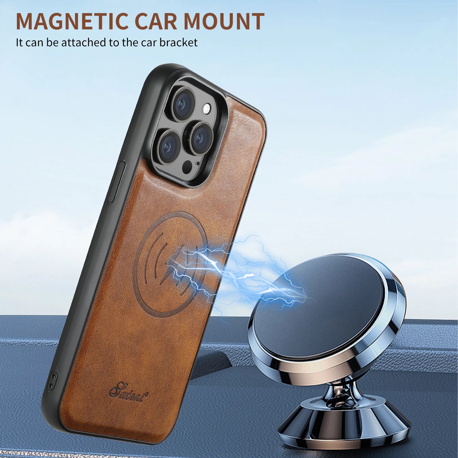 Magnetic Leather Wallet Case for iPhone - CaseifyTrend