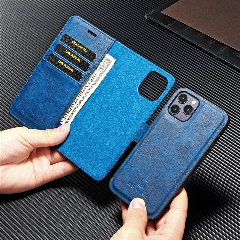 Detachable Magnetic Leather Wallet Case for iPhone