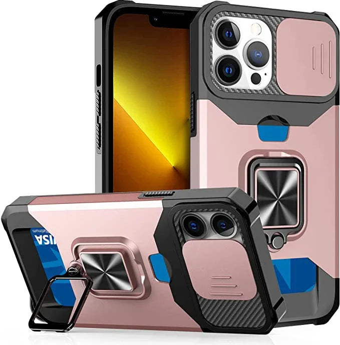 iPhone Wallet Case with Card Holder Ring Stand