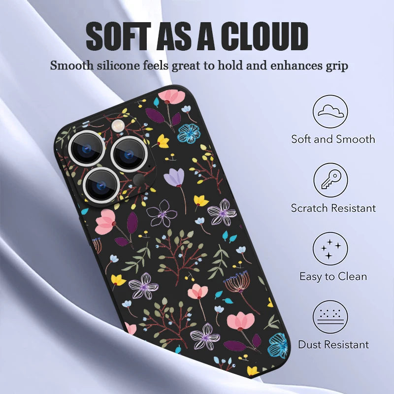 Floral Print Magsafe Silicone Case for iPhone - CaseifyTrend