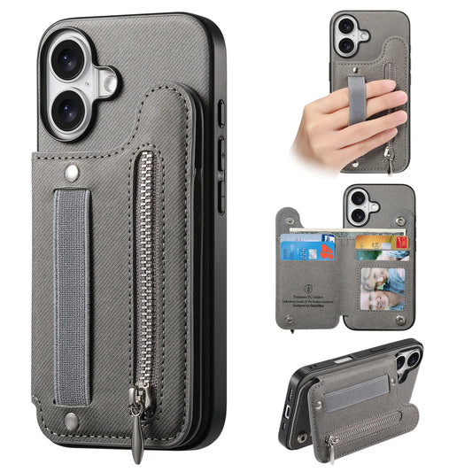 Leather Wallet Phone Case with Wrist Strap and Card Holder
