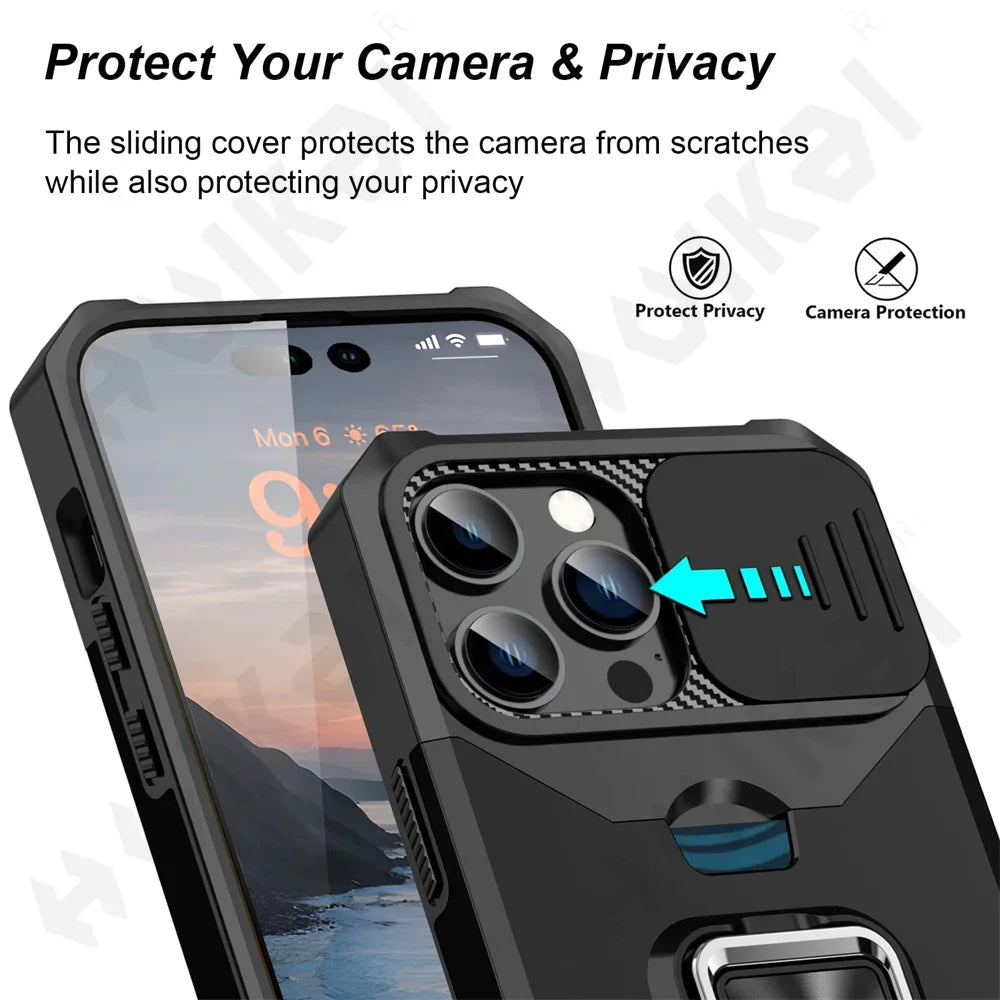 iPhone Wallet Case with Card Holder Ring Stand