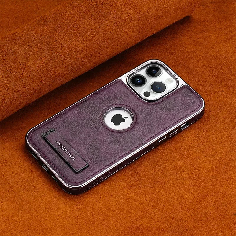 Luxury Leather Kickstand Case for iPhone