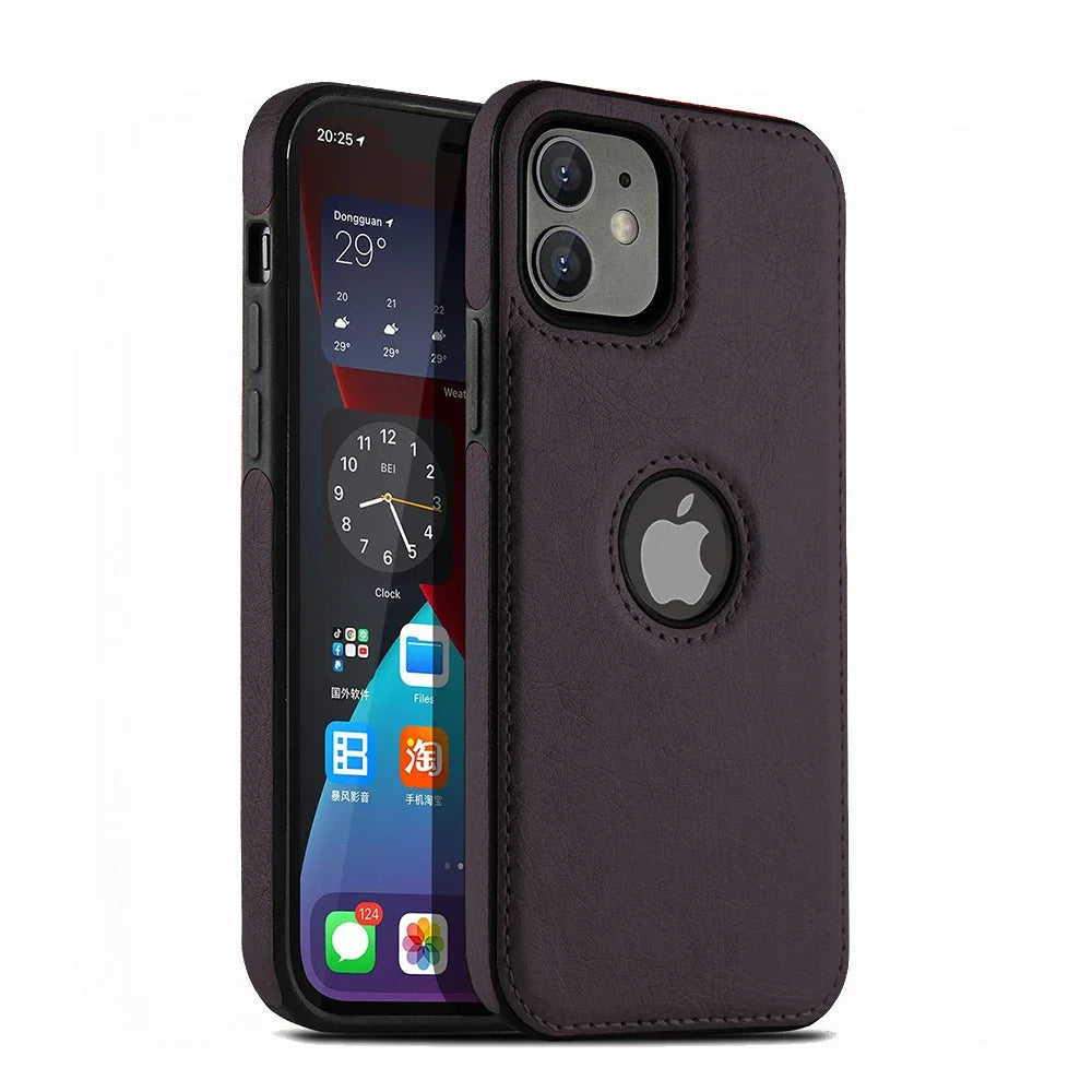 Slim Leather Shockproof Phone Case for iPhone