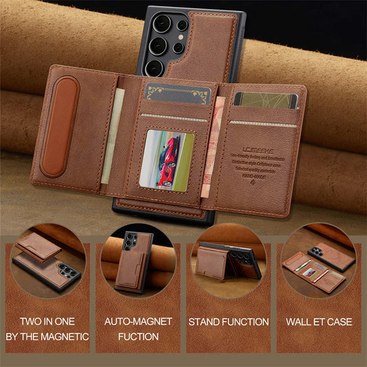 Luxury Magsafe Leather Wallet Phone Case for Samsung Galaxy