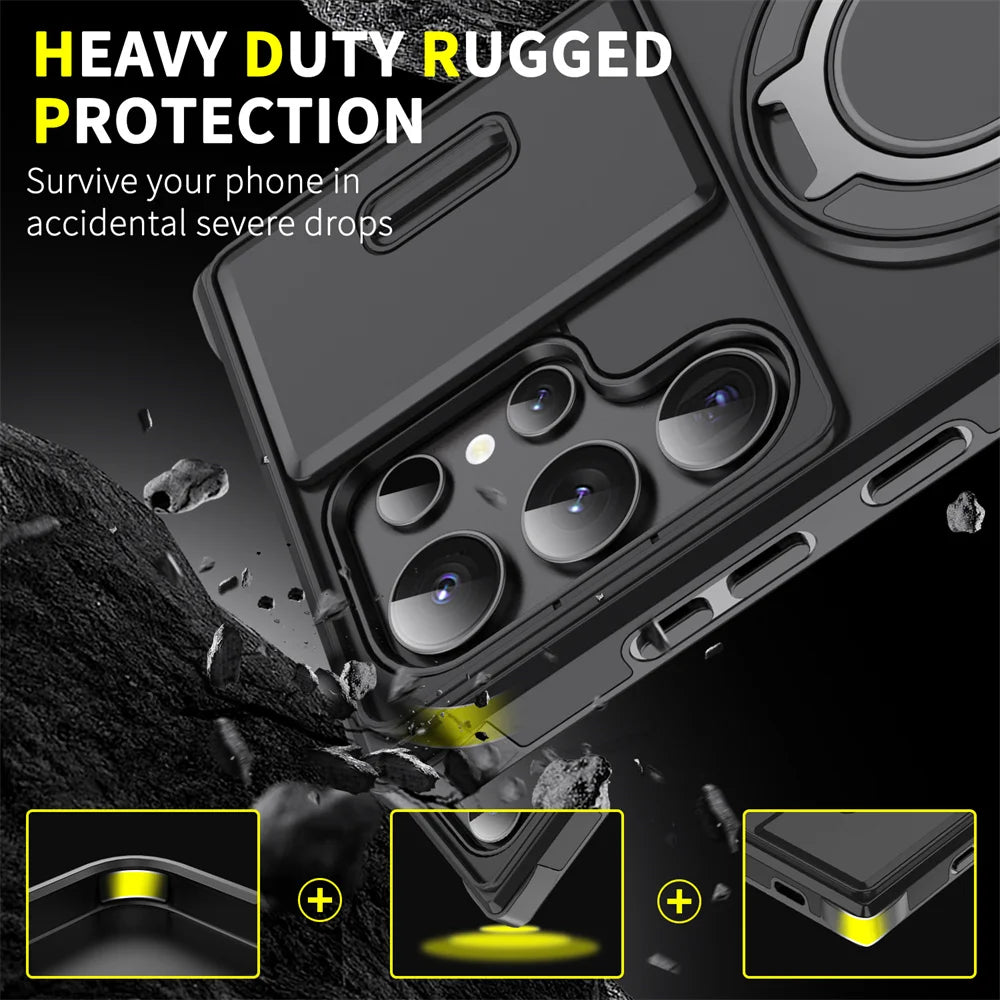 Slide Camera Protection Magnetic Stand Case for Samsung - CaseifyTrend