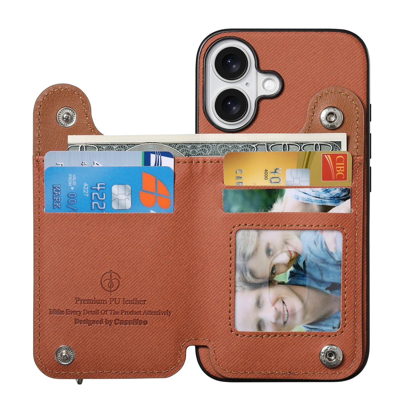 Leather Wallet Phone Case with Wrist Strap and Card Holder