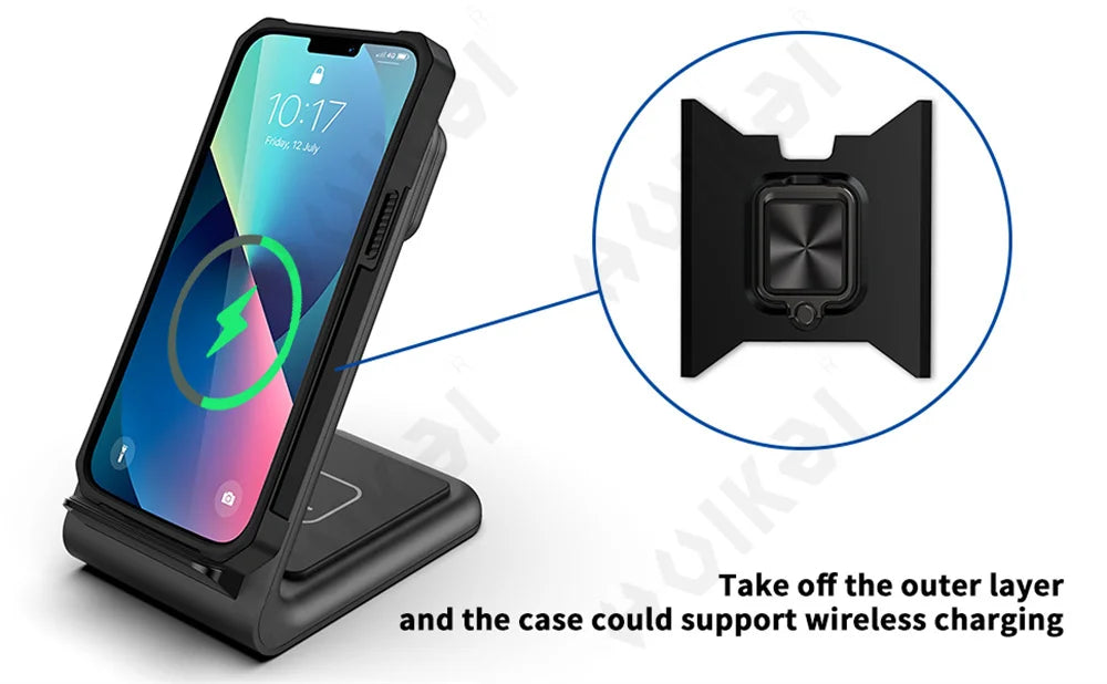 iPhone Wallet Case with Card Holder Ring Stand