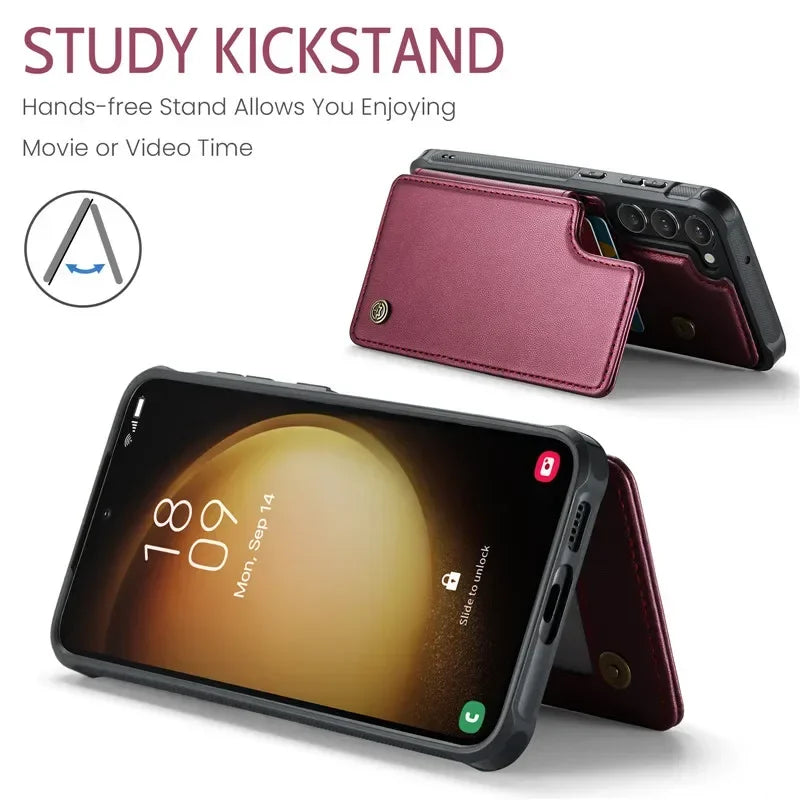 Leather Magnetic Wallet Phone Case with Pocket for Samsung