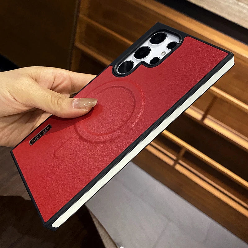 Luxury Matte Leather Magnetic Case for Samsung Galaxy