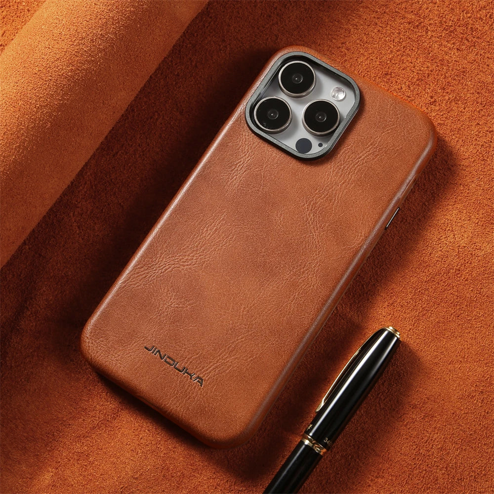 Luxury Ultra Thin Leather Magsafe Case for iPhone