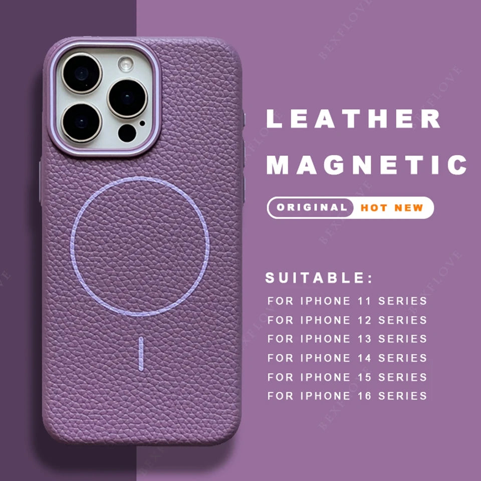 Leather Magnetic Magsafe Case for iPhone - CaseifyTrend