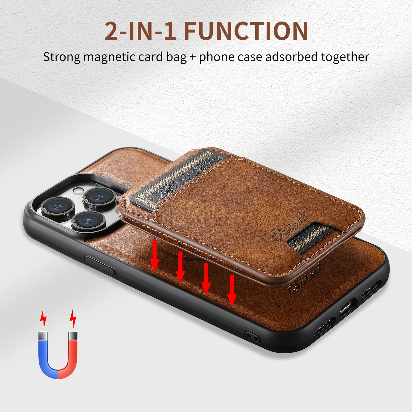 Magnetic Leather Wallet Case for iPhone - CaseifyTrend