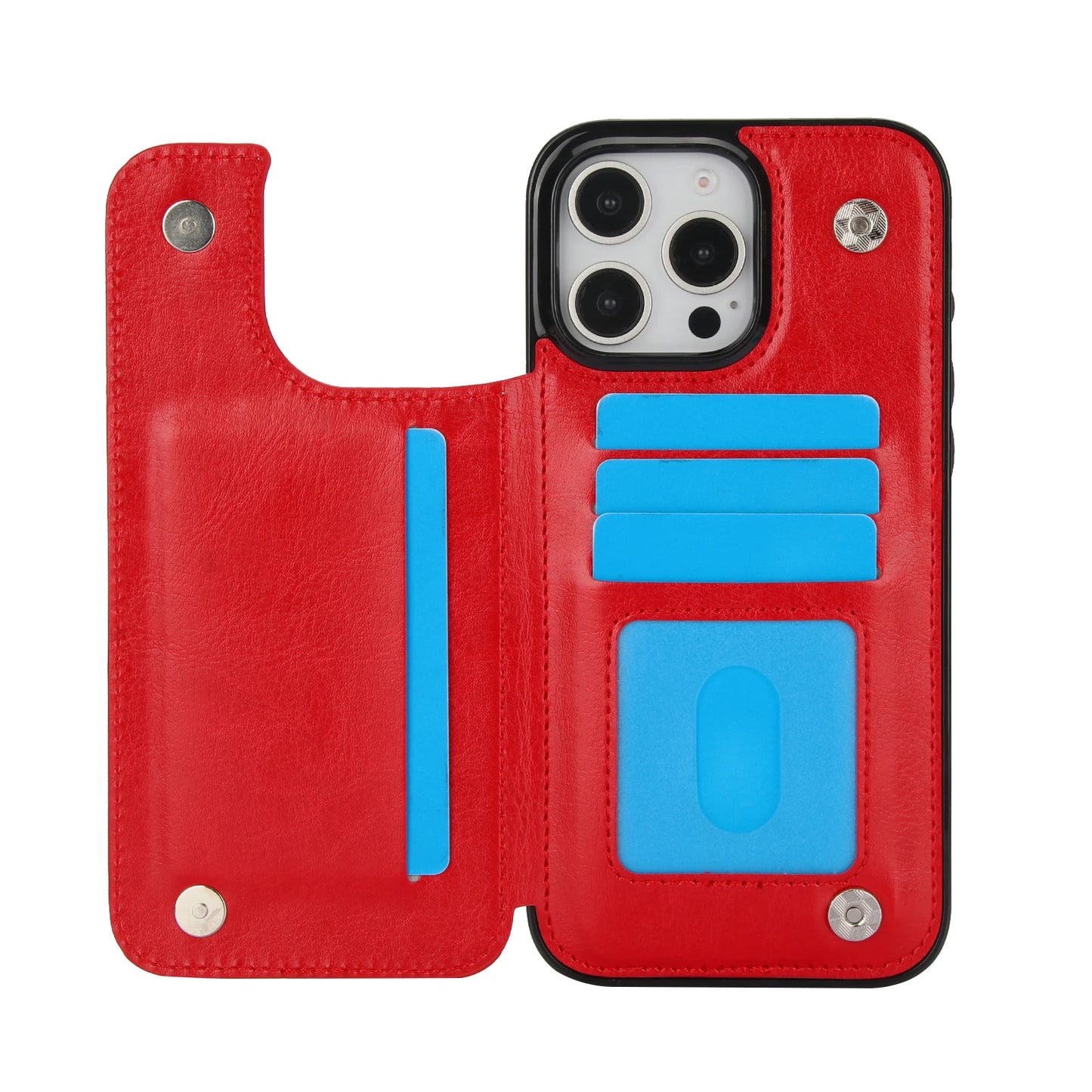 PU Leather Case with Kickstand Card Holder for iPhone