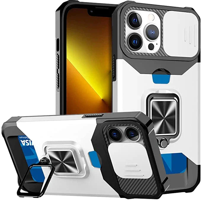 iPhone Wallet Case with Card Holder Ring Stand