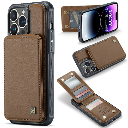 Magnetic Leather Wallet Case with Card Holder for iPhone