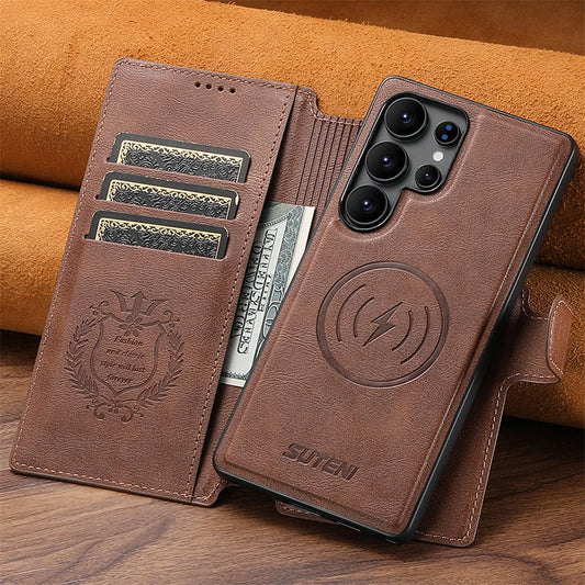 Detachable Magnetic Leather Wallet Phone Case for Samsung