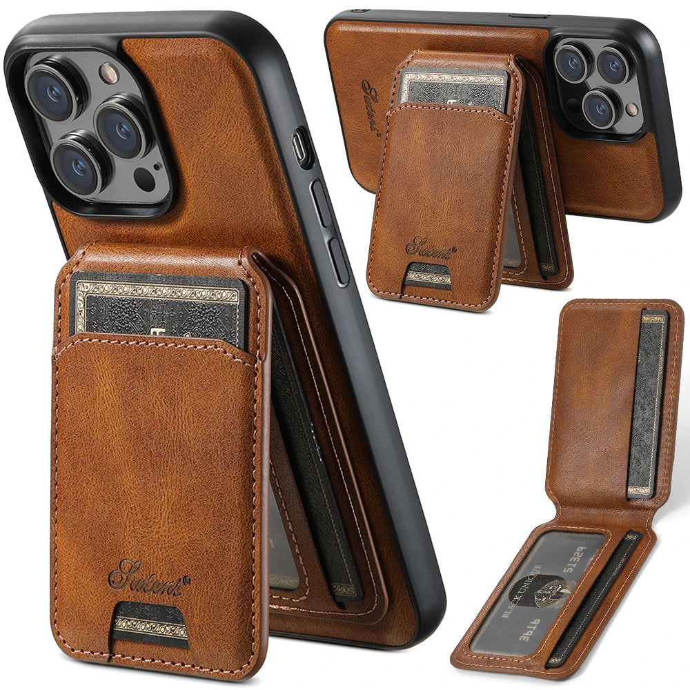 Magnetic Leather Wallet Case for iPhone - CaseifyTrend