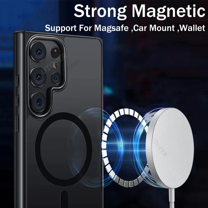 Magnetic Matte Translucent Shockproof Case for Samsung Galaxy