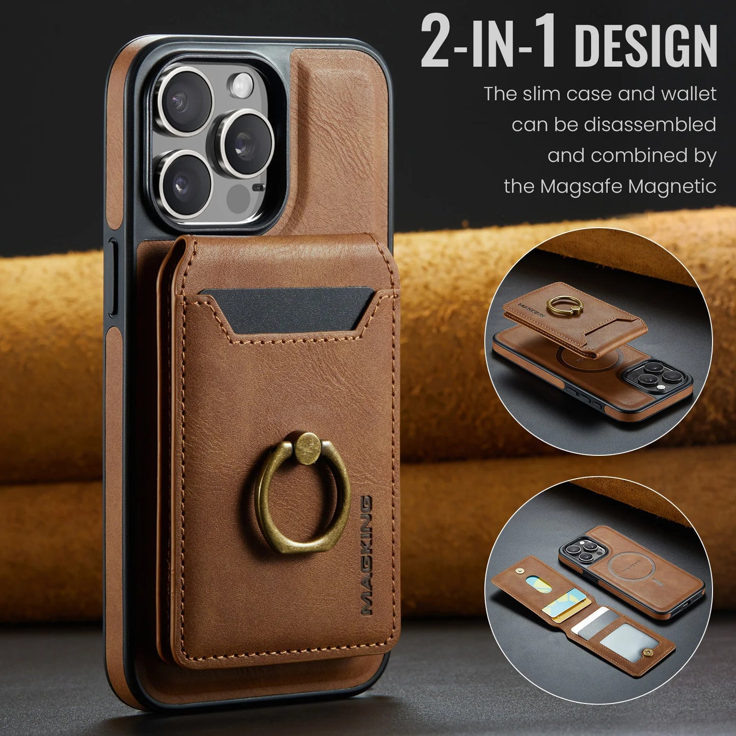 2-in-1 Detachable Leather Wallet Case for iPhone