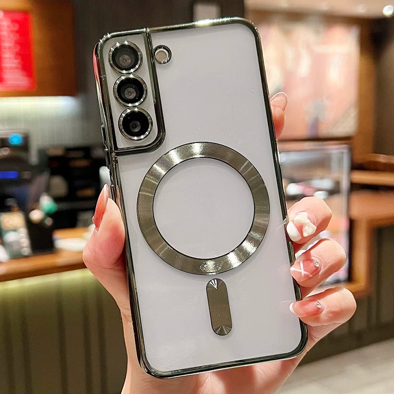 Plating Clear Magnetic Case for Samsung Galaxy