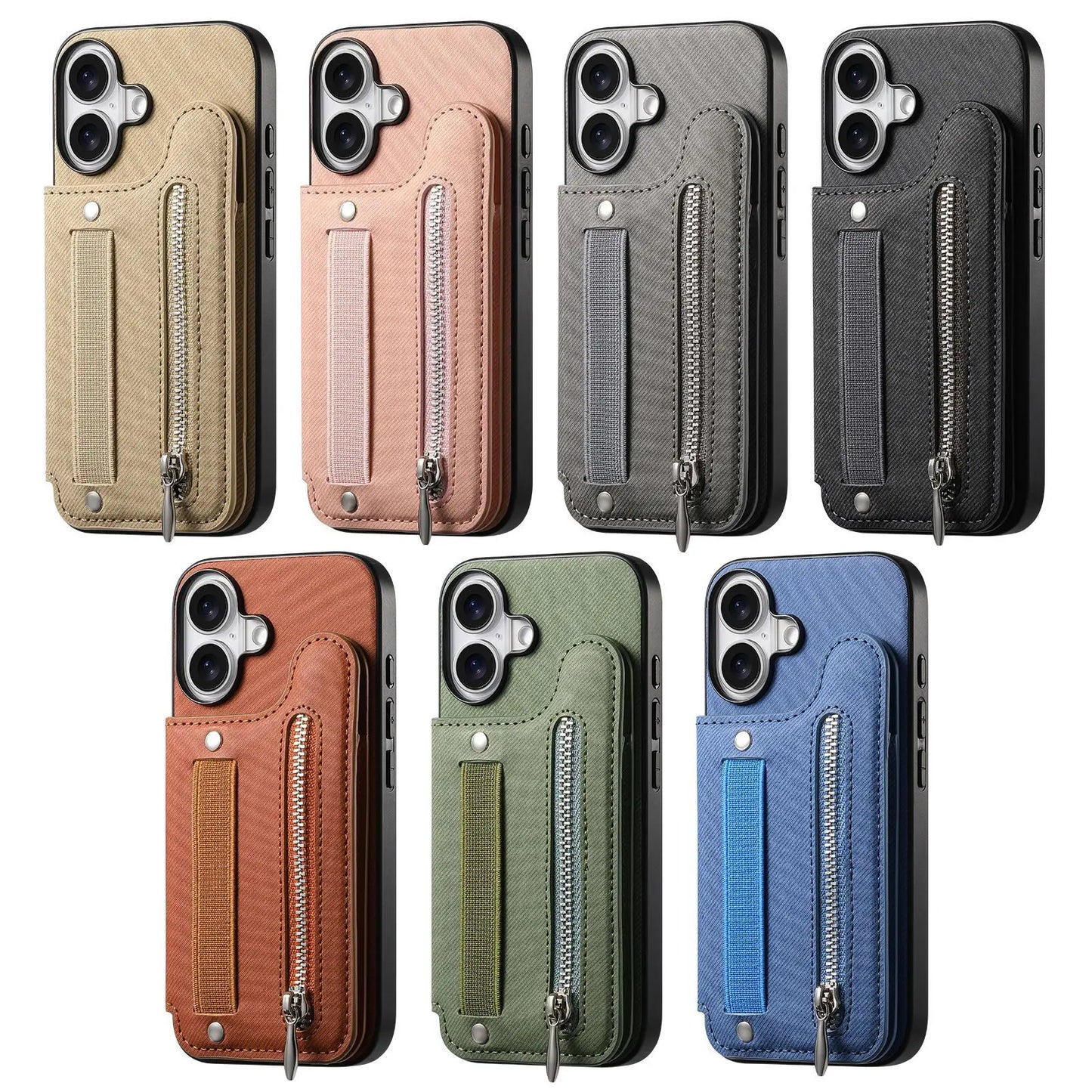 Leather Wallet Phone Case with Wrist Strap and Card Holder