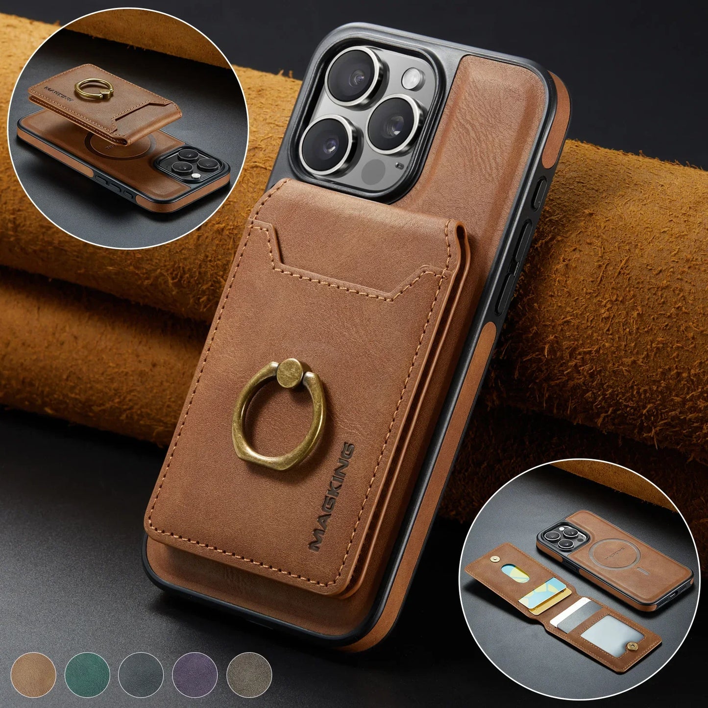 2-in-1 Detachable Leather Wallet Case for iPhone