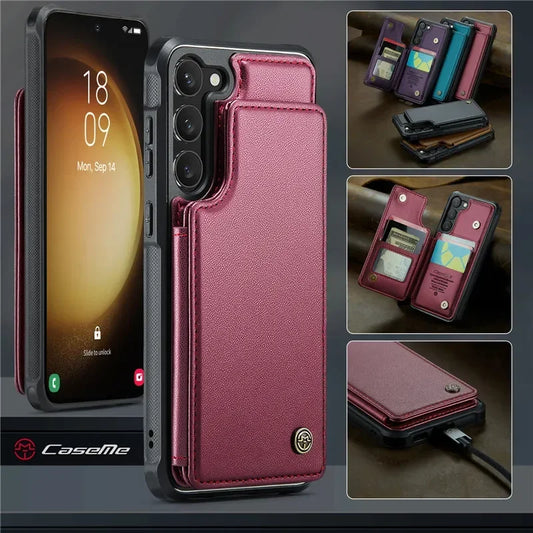 Leather Magnetic Wallet Phone Case with Pocket for Samsung