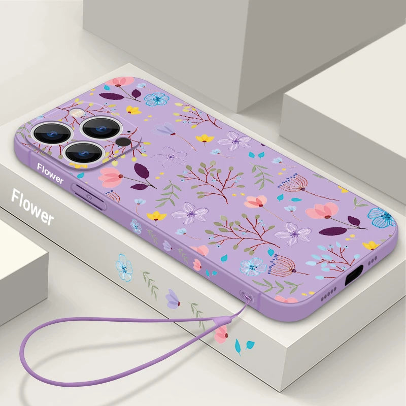 Floral Print Magsafe Silicone Case for iPhone - CaseifyTrend