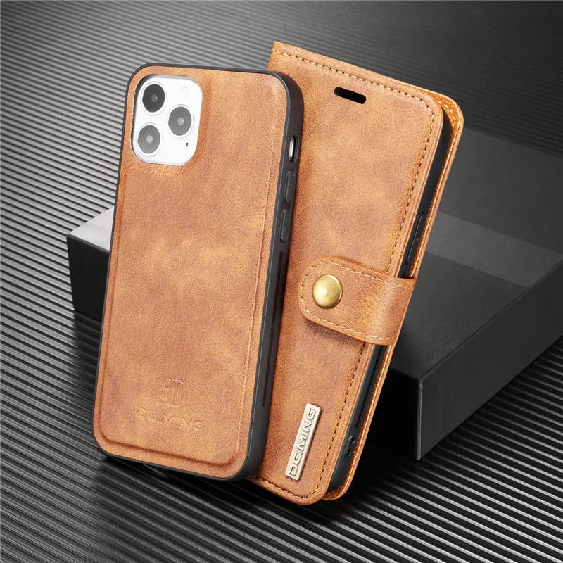 Detachable Magnetic Leather Wallet Case for iPhone