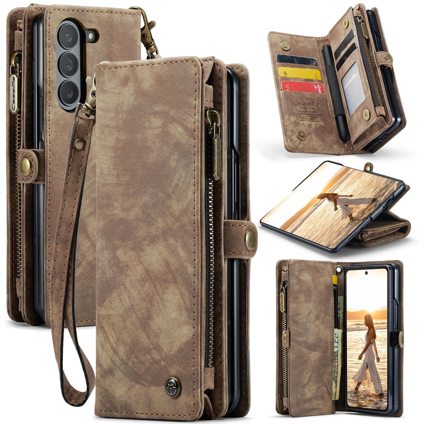 PU Leather Wallet Flip Case with Card Holder for Samsung Z Fold
