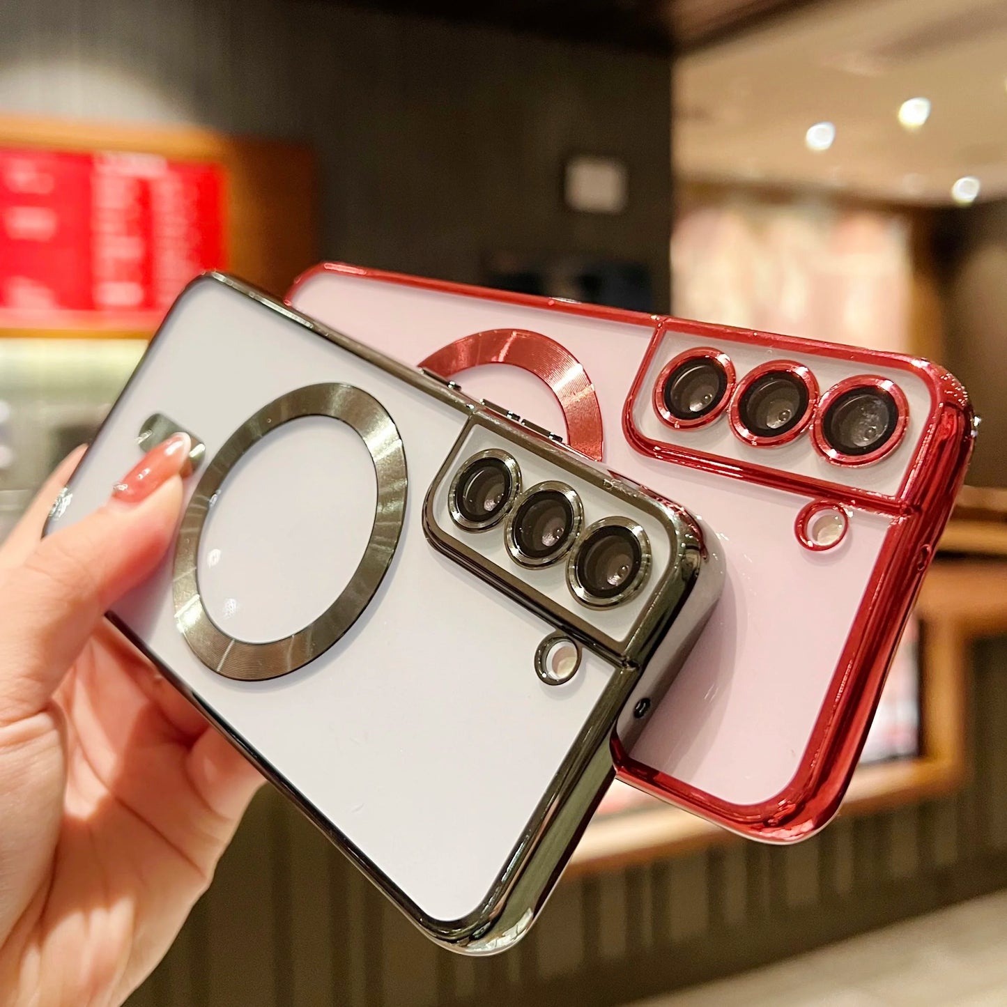 Plating Clear Magnetic Case for Samsung Galaxy