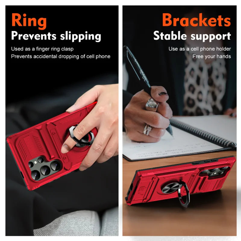 Magnetic Ring Kickstand Wallet Case for Samsung - CaseifyTrend