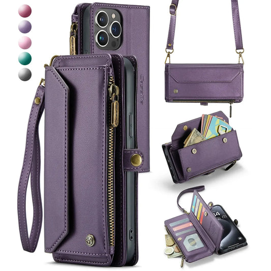 Crossbody Wallet Phone Case with Card Holder for iPhone