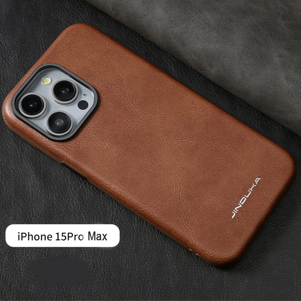 Luxury Ultra Thin Leather Magsafe Case for iPhone