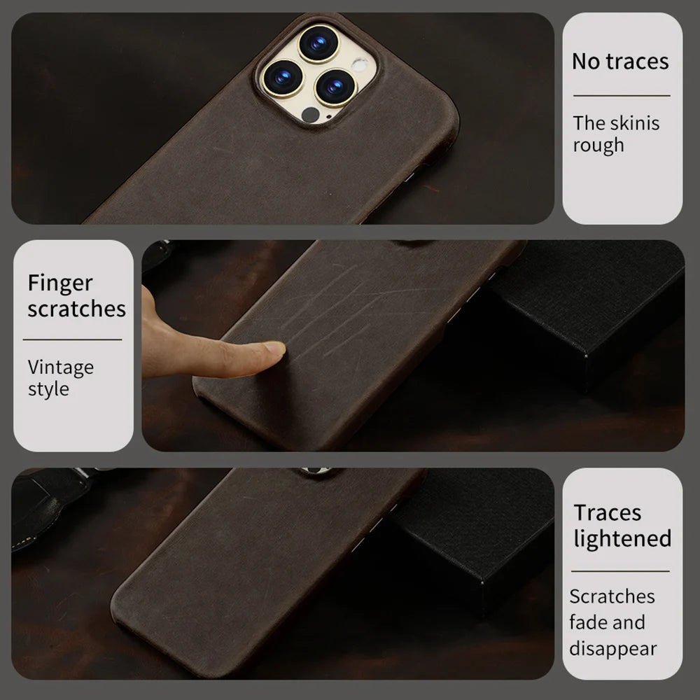 Luxury Full Grain Leather Magsafe Case for iPhone