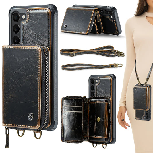 Crossbody Leather Wallet Case with Card Slots for Samsung