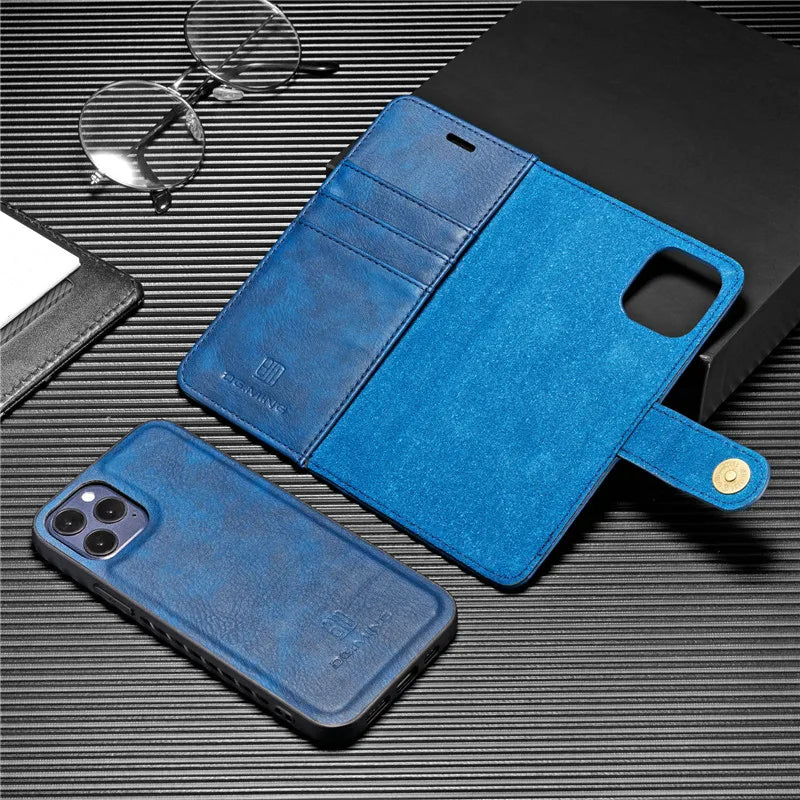 Detachable Magnetic Leather Wallet Case for iPhone