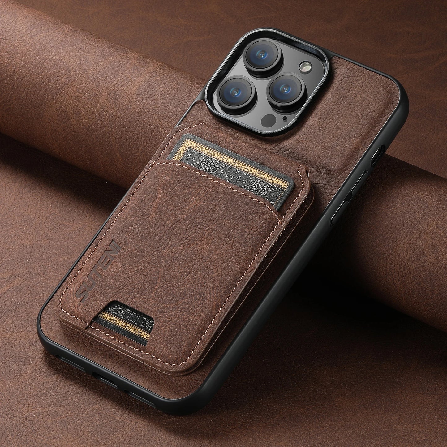 Luxury PU Leather Card Holder Case for iPhone - CaseifyTrend