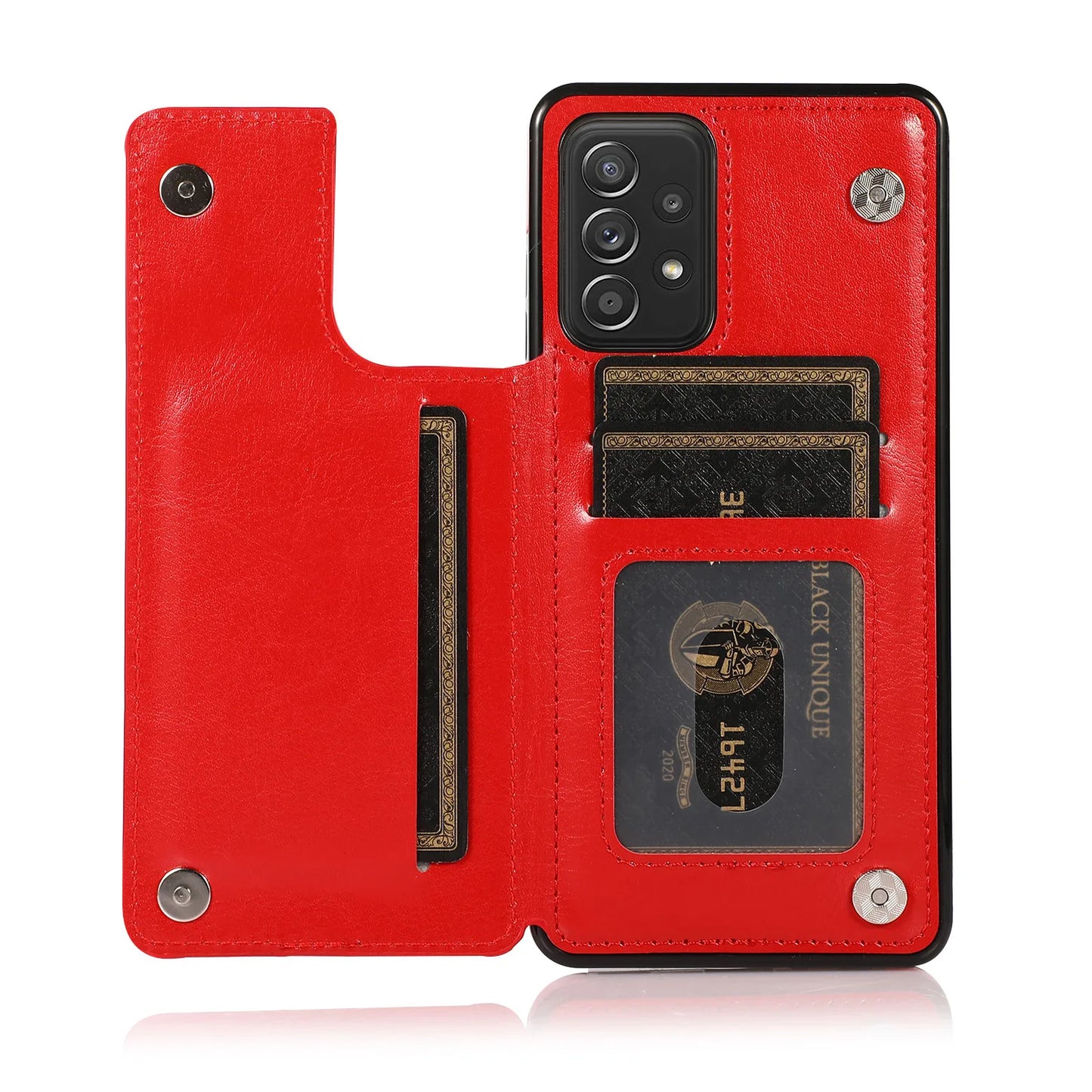 Flip Leather Wallet Case with Card Holder for Samsung