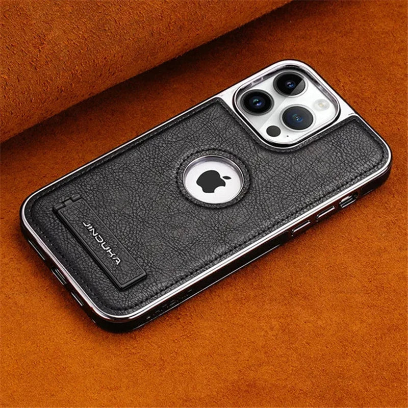 Luxury Leather Kickstand Case for iPhone