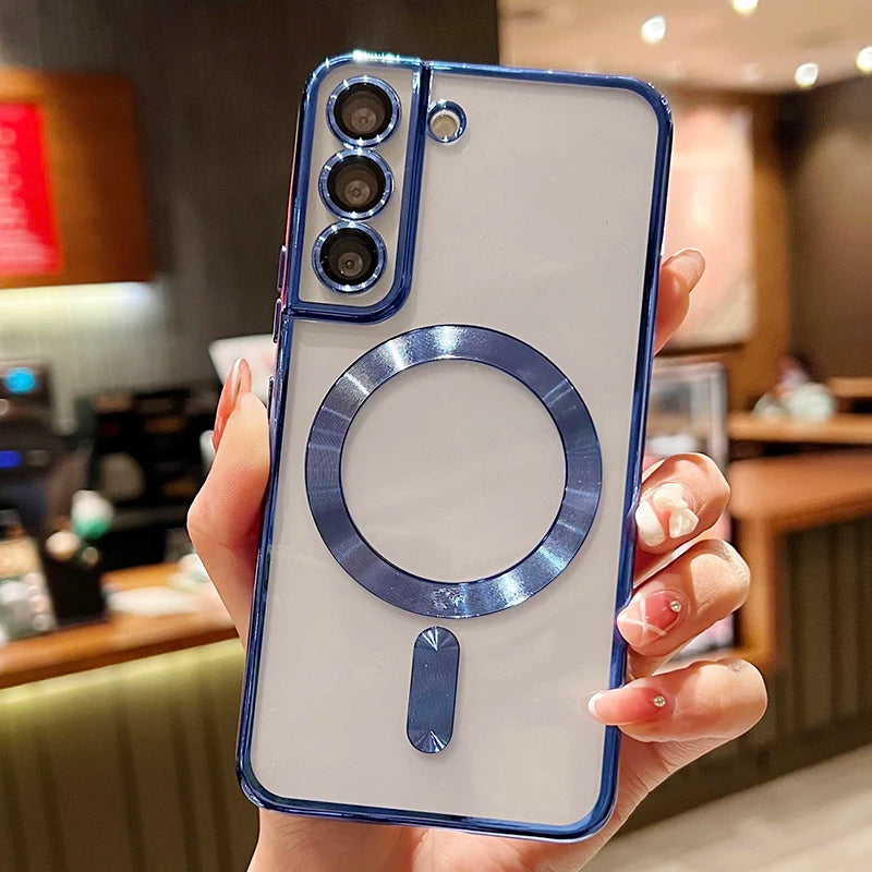 Plating Clear Magnetic Case for Samsung Galaxy