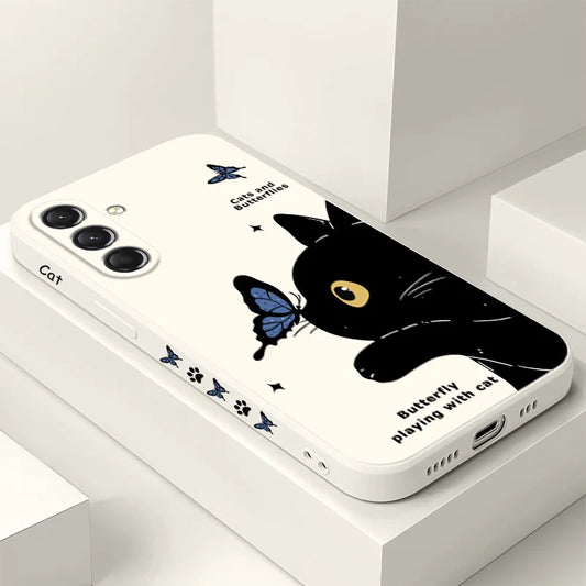 Cute Cat Butterfly Phone Case for Samsung Galaxy