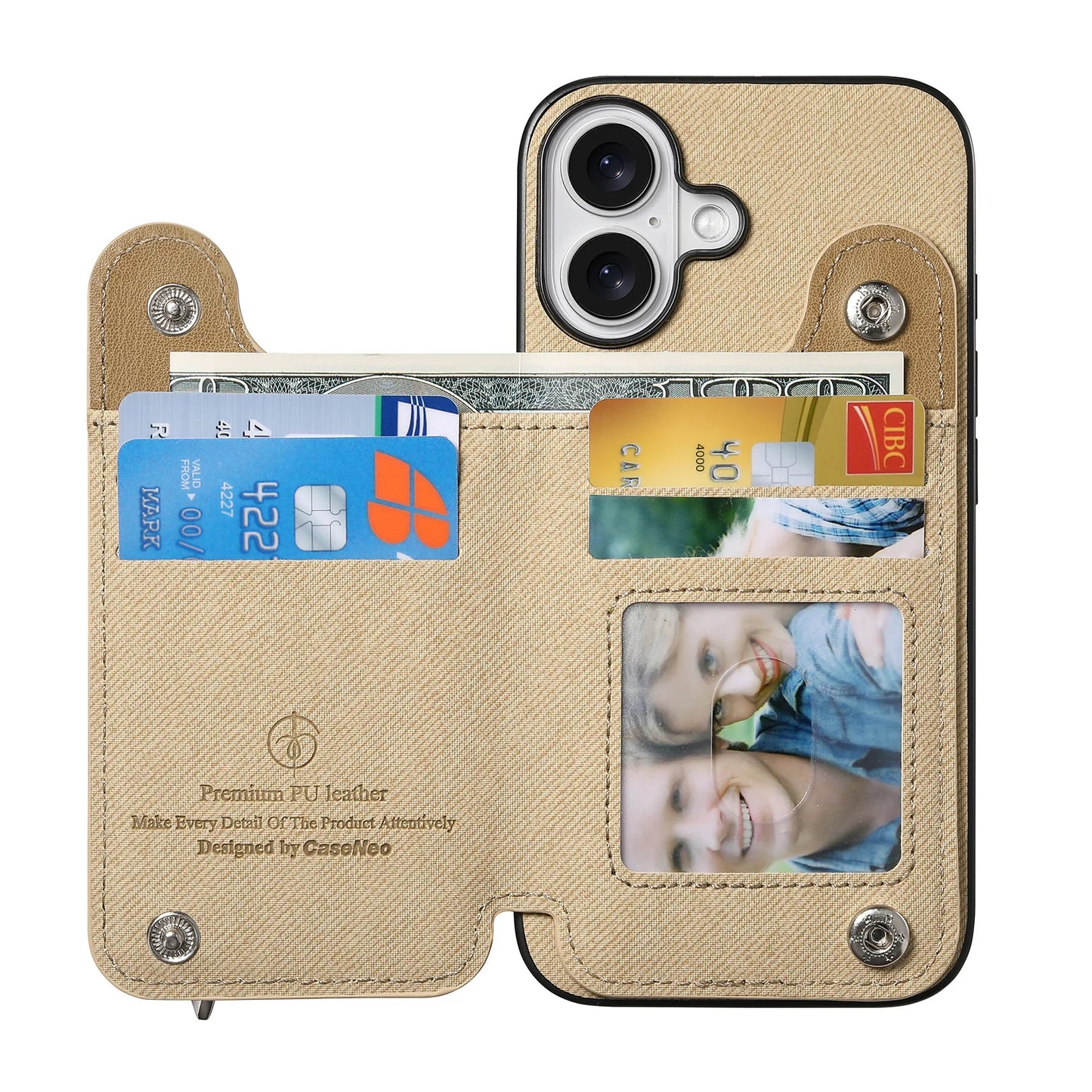 Leather Wallet Phone Case with Wrist Strap and Card Holder