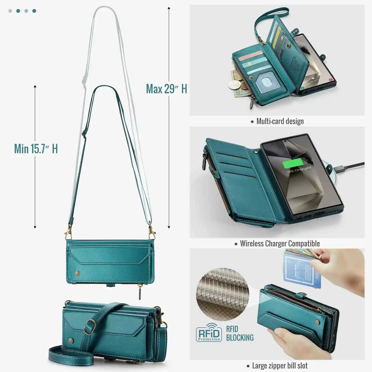 Crossbody Wallet Case with Card Holder for Samsung Galaxy