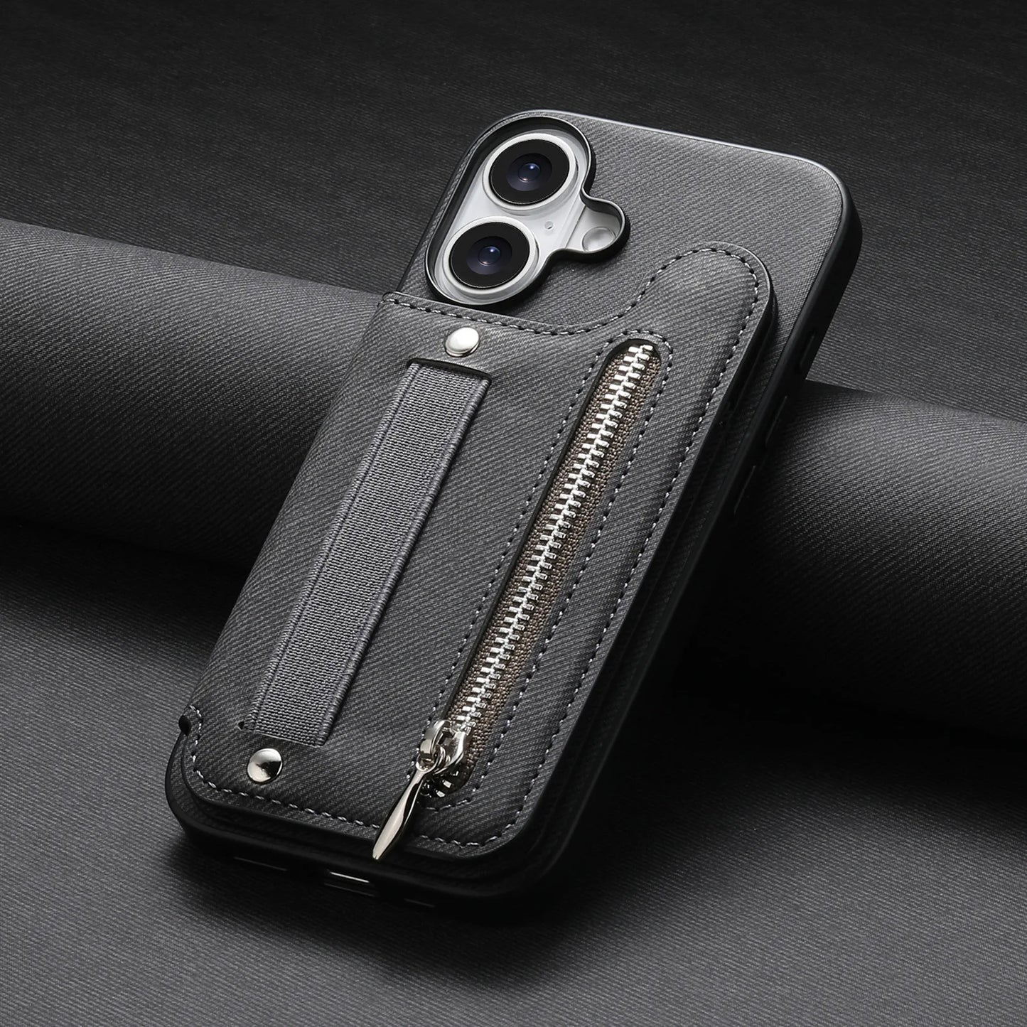 Leather Wallet Phone Case with Wrist Strap and Card Holder