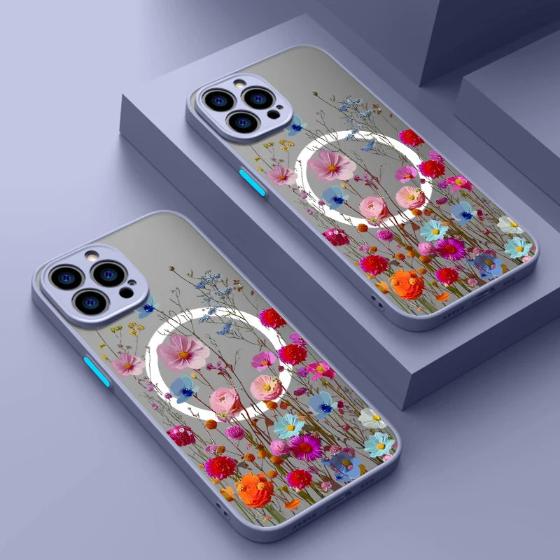 Magnetic Colorful Flowers Case for iPhone - CaseifyTrend