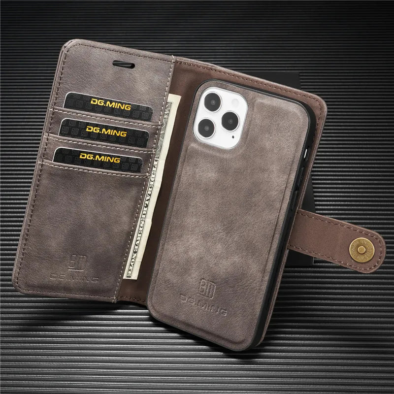 Detachable Magnetic Leather Wallet Case for iPhone